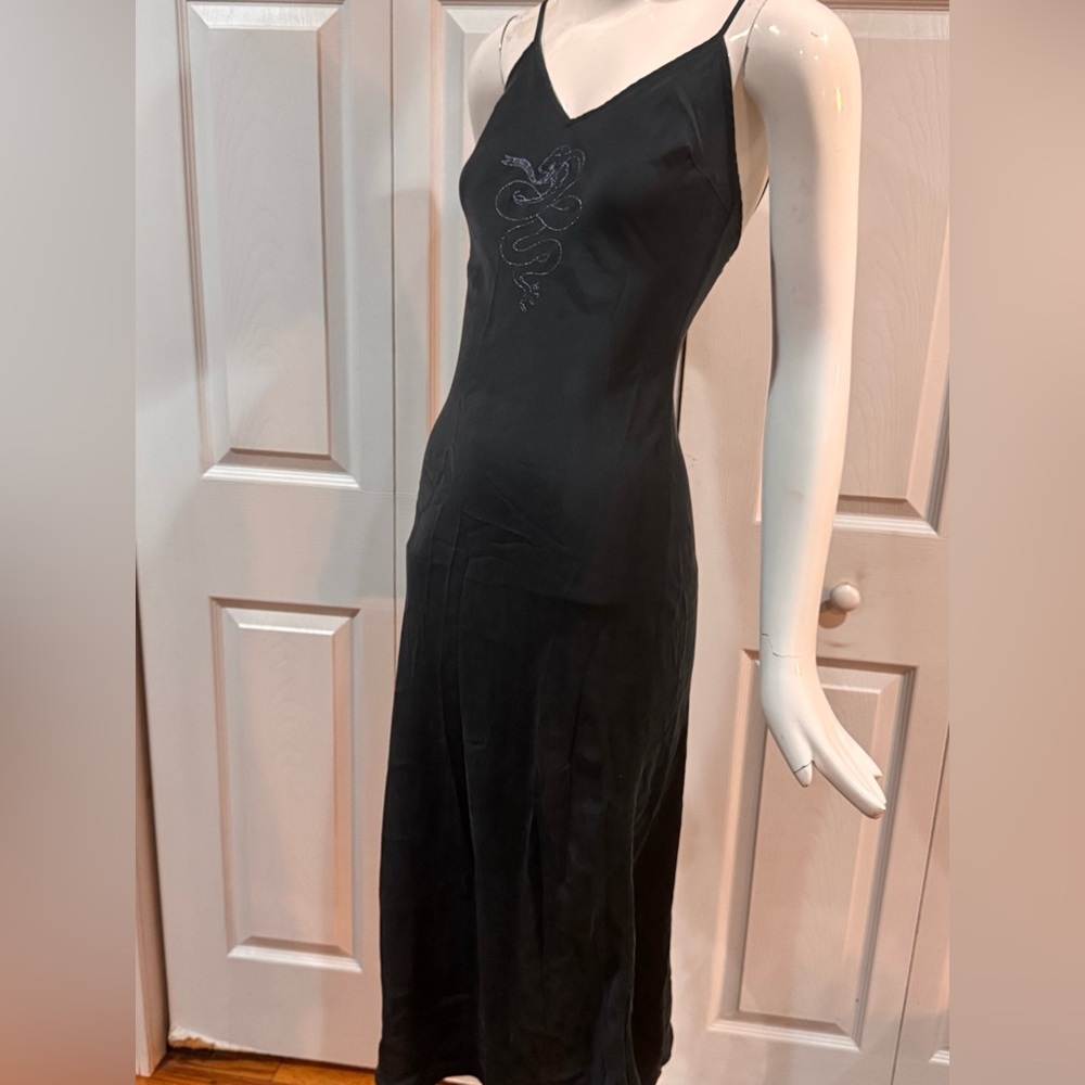 Elton John for Realisation Par The Sacrifice 100% Silk Slip Dress metallic snake - Picture 16 of 17